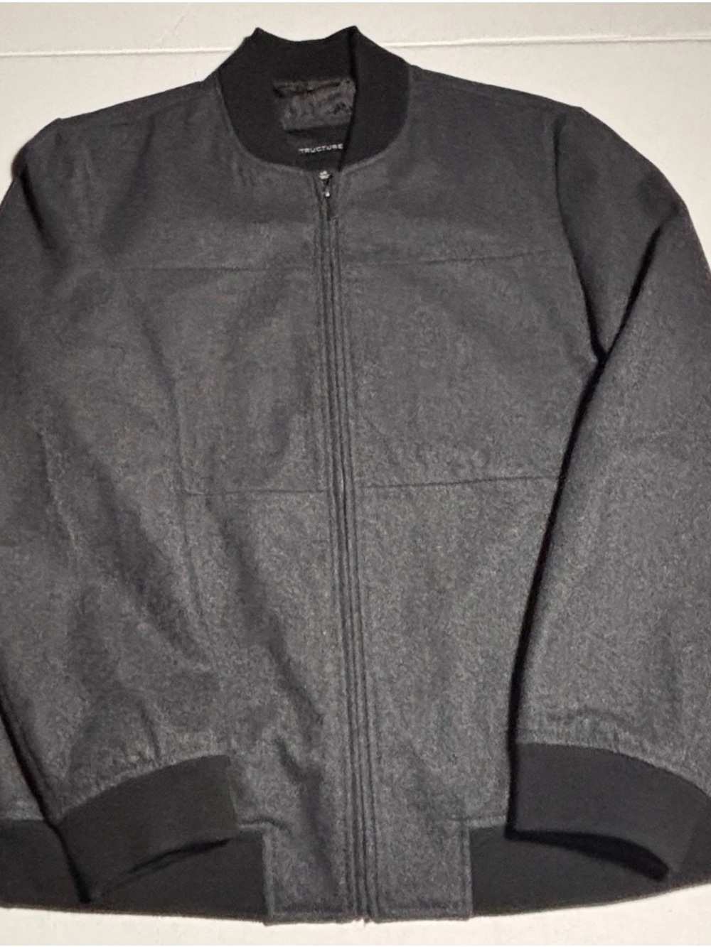 Structure Gray Full Zip Wool Blend Bomber Jacket Men's Size L
